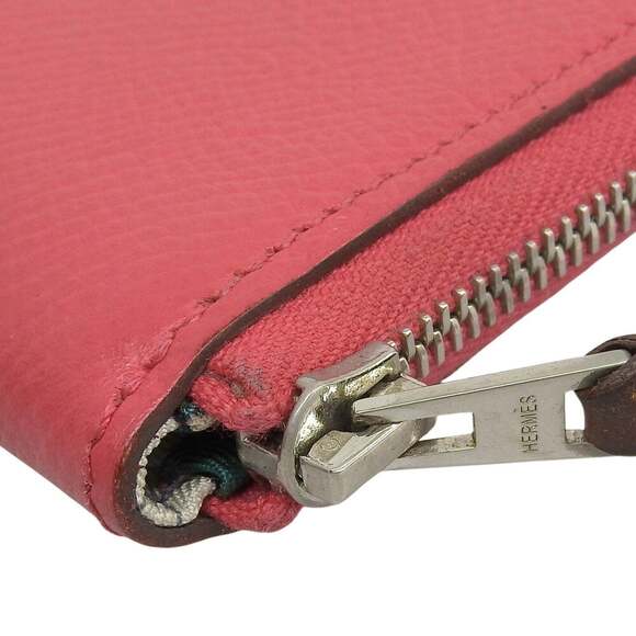 Hermes HERMES Azap Silkin Compact Mini A Engraved Coin Case Purse Epson Pink - Picture 6 of 9
